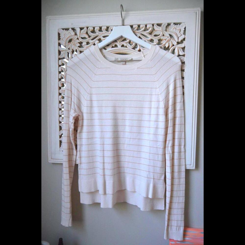 LOFT Cream Striped Sweater - Women's Size S